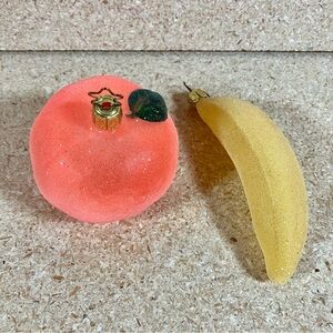 Vtg Inge Blown Glass Banana/Orange German Christmas Ornament Frosted Glitter